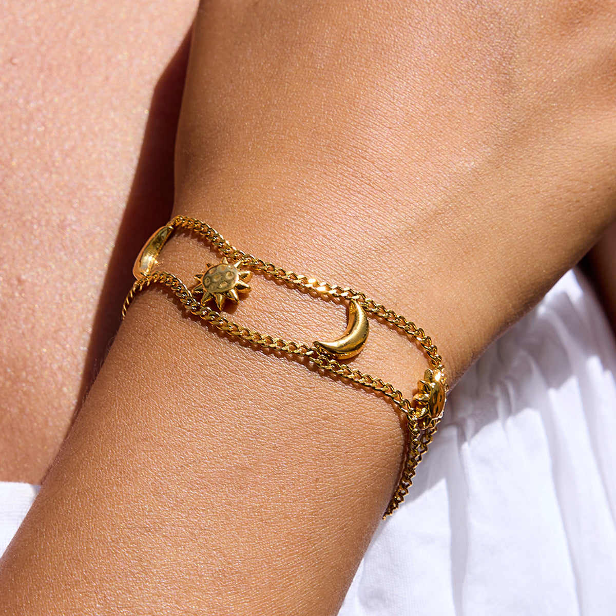 Star Moon Stainless Steel Bracelet