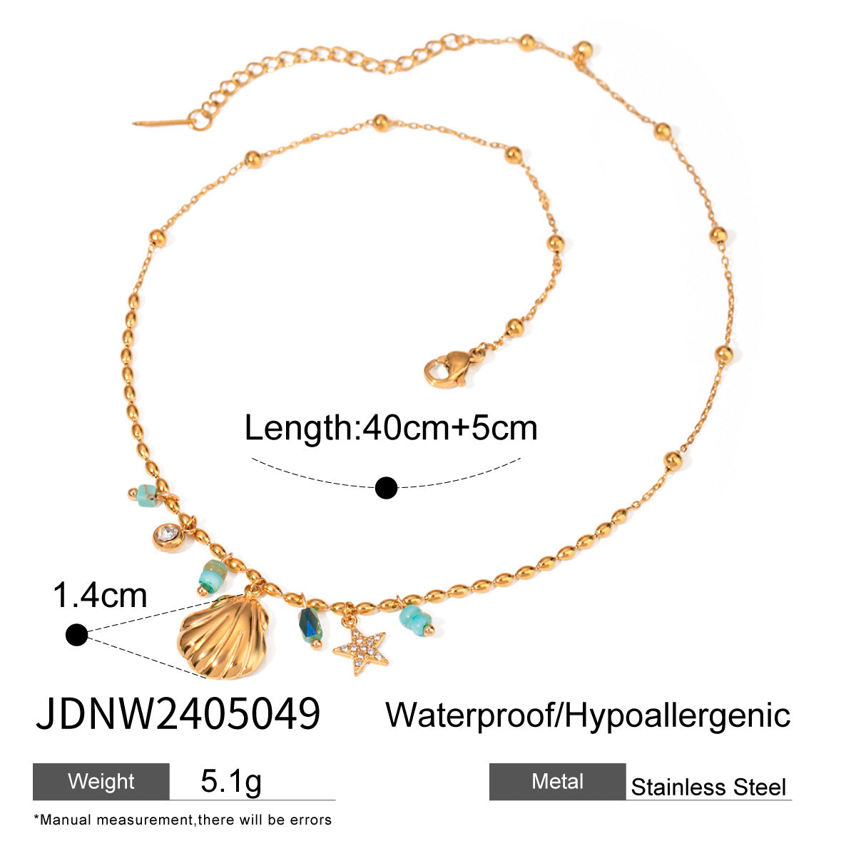 Titanium steel beach resort wind shell necklace