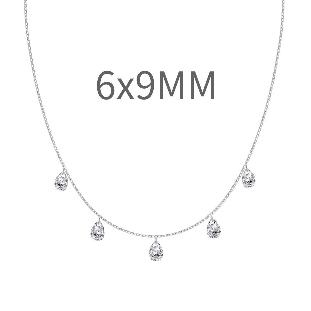 S925 Sterling Silver Tassel Oval Water Drop Wedding Necklace