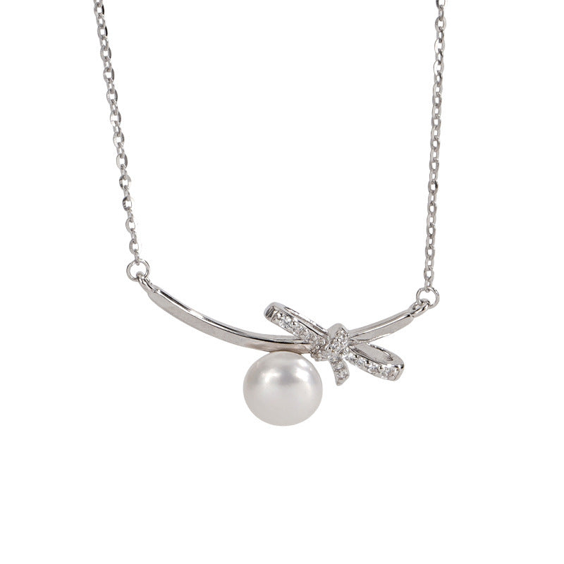S925 Sterling Silver Freshwater Pearl Smile Necklace