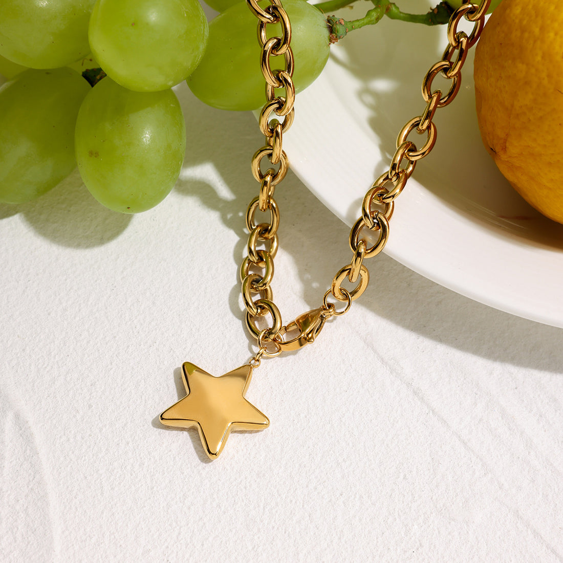 Pentagram titanium steel non-fading necklace