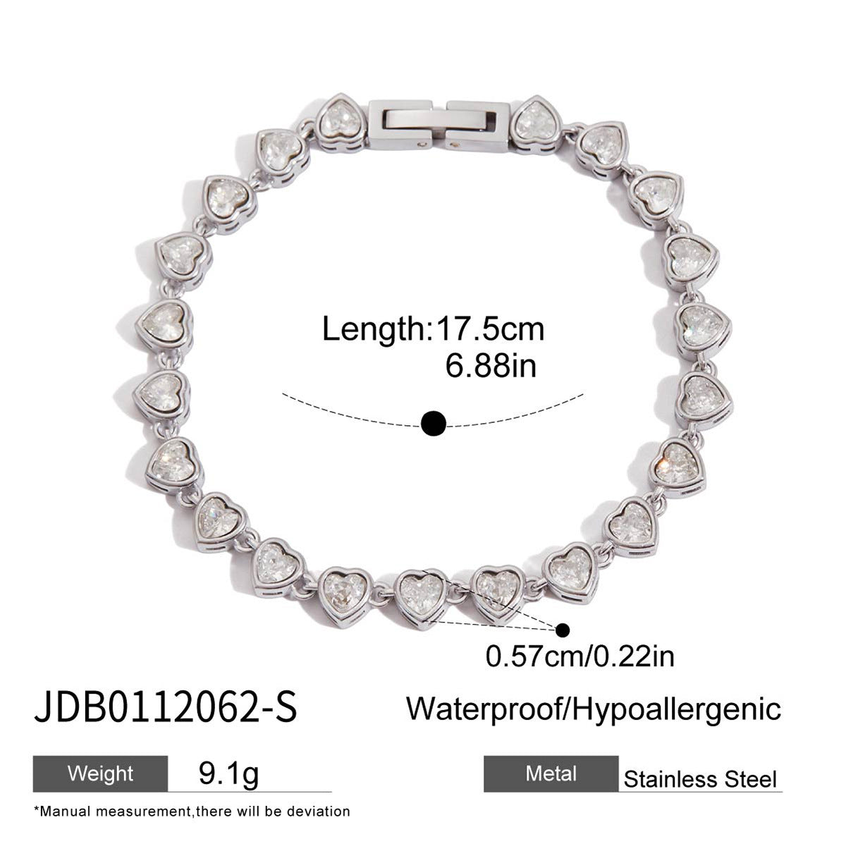 Stainless steel stacked zircon bracelet
