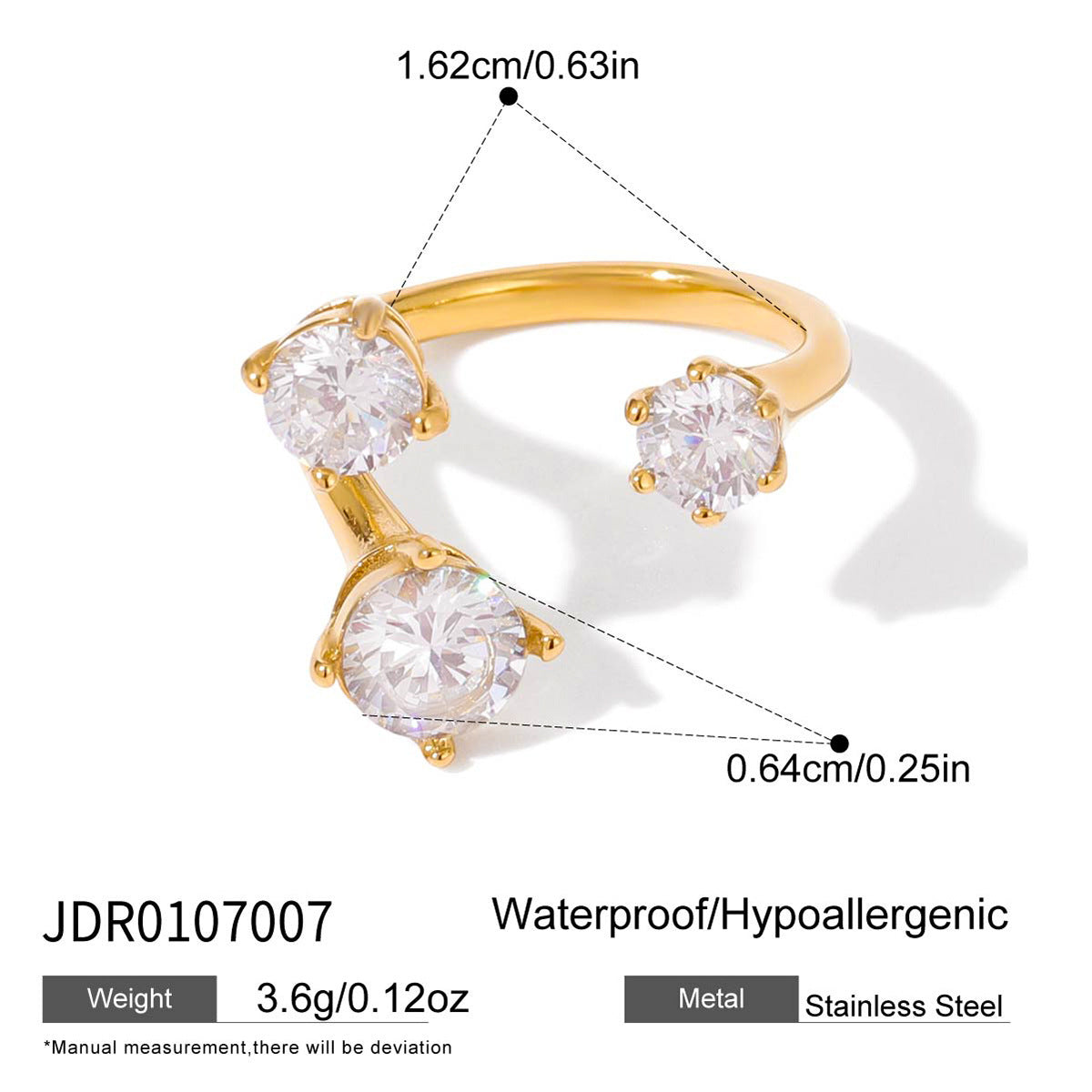 Titanium steel zircon open ring