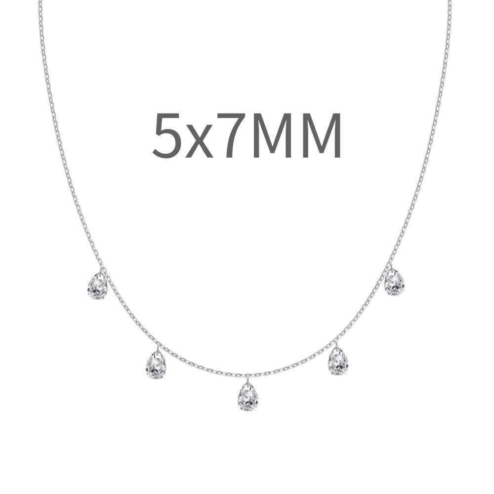 S925 Sterling Silver Tassel Oval Water Drop Wedding Necklace