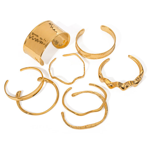 Stainless steel beating pattern wave opening bracelet