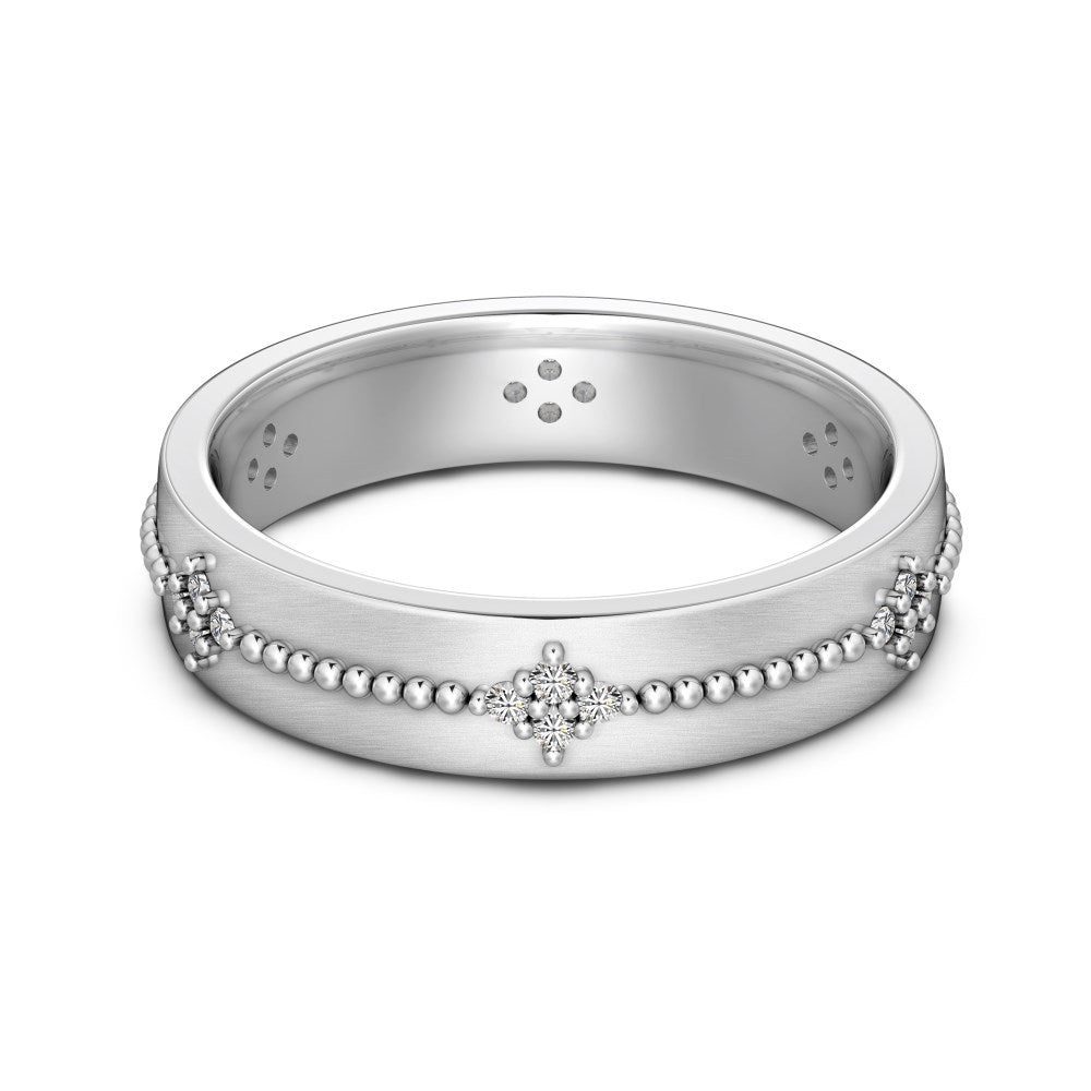 S925 Sterling Silver Plain Silver Male and Female Couple Ring-2