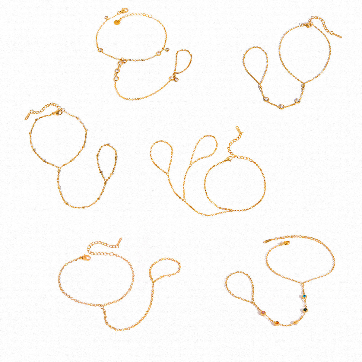 Stainless Steel Zircon Pearl Finger Bracelet