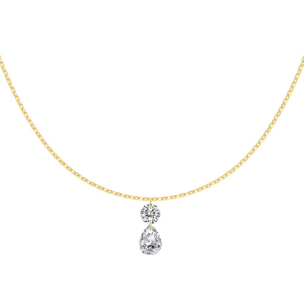 S925 Sterling Silver Tassel Oval Water Drop Wedding Necklace