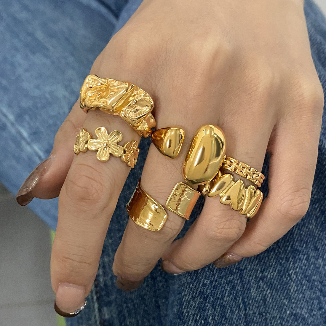 Stainless steel retro love ring