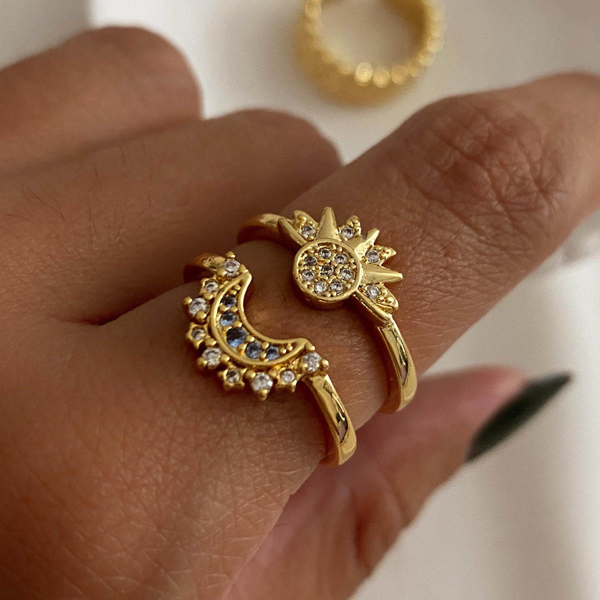 Stainless steel moon stacked ring