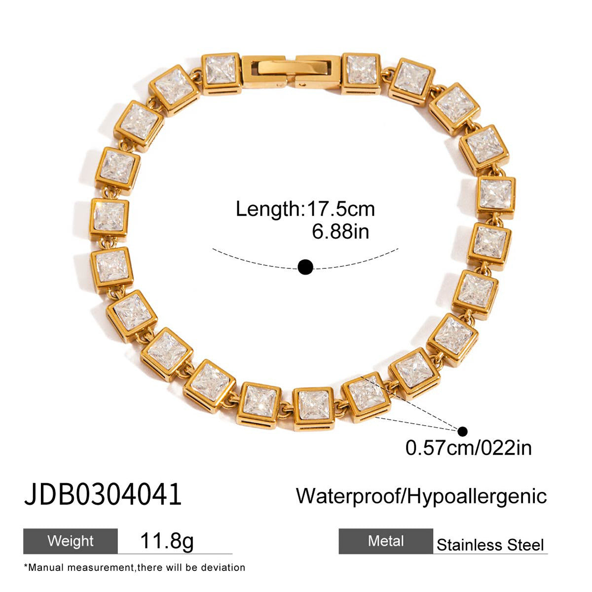 Zircon-studded Stainless Steel Full Diamond Bracelet