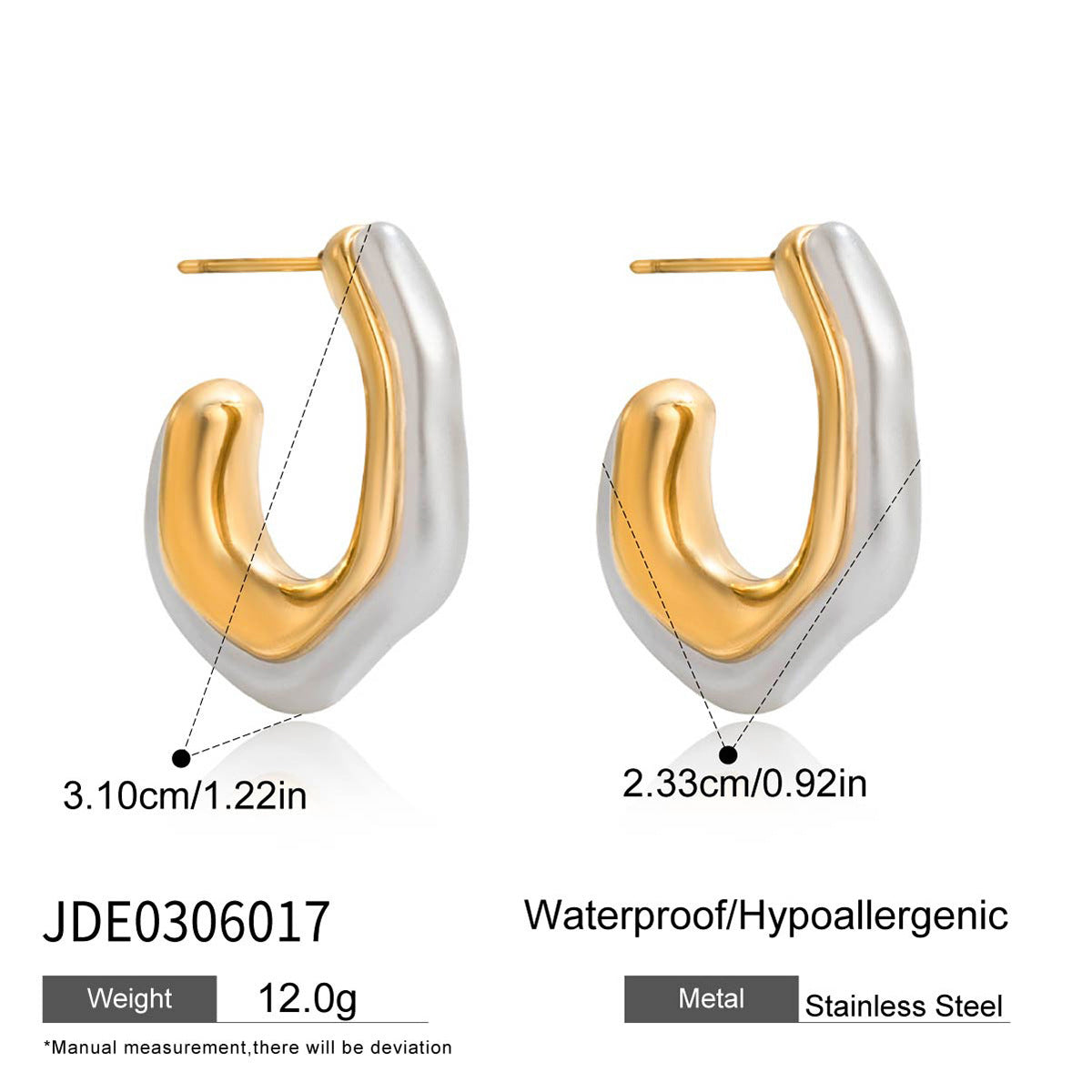 Stainless steel resin imitation pearl earrings