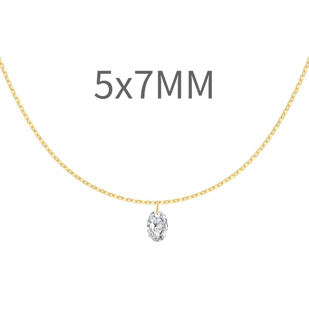 S925 Sterling Silver Tassel Oval Water Drop Wedding Necklace