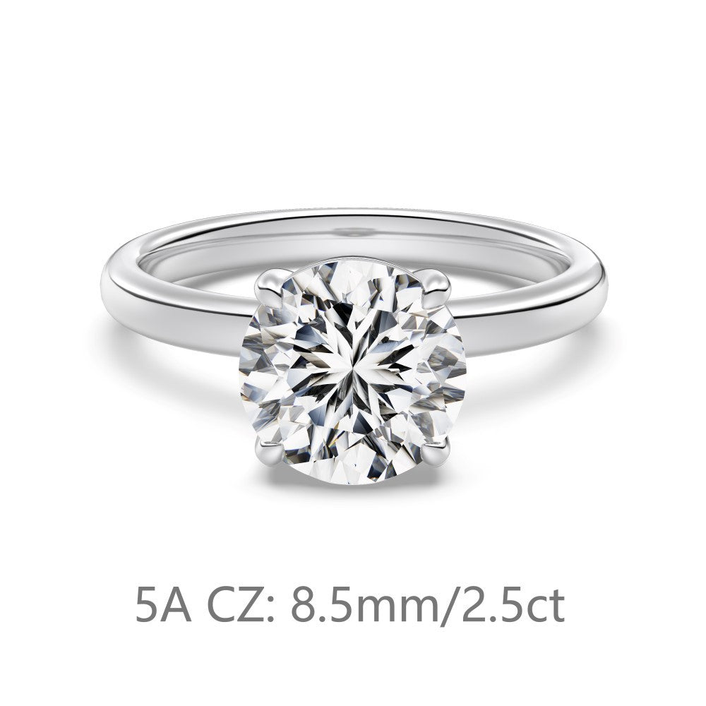 S925 Sterling Silver Single Main Diamond Proposal Wedding Ring