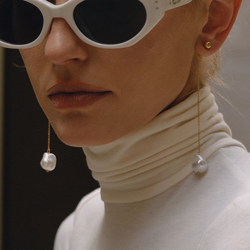 Imitation Baroque fringed titanium steel earrings