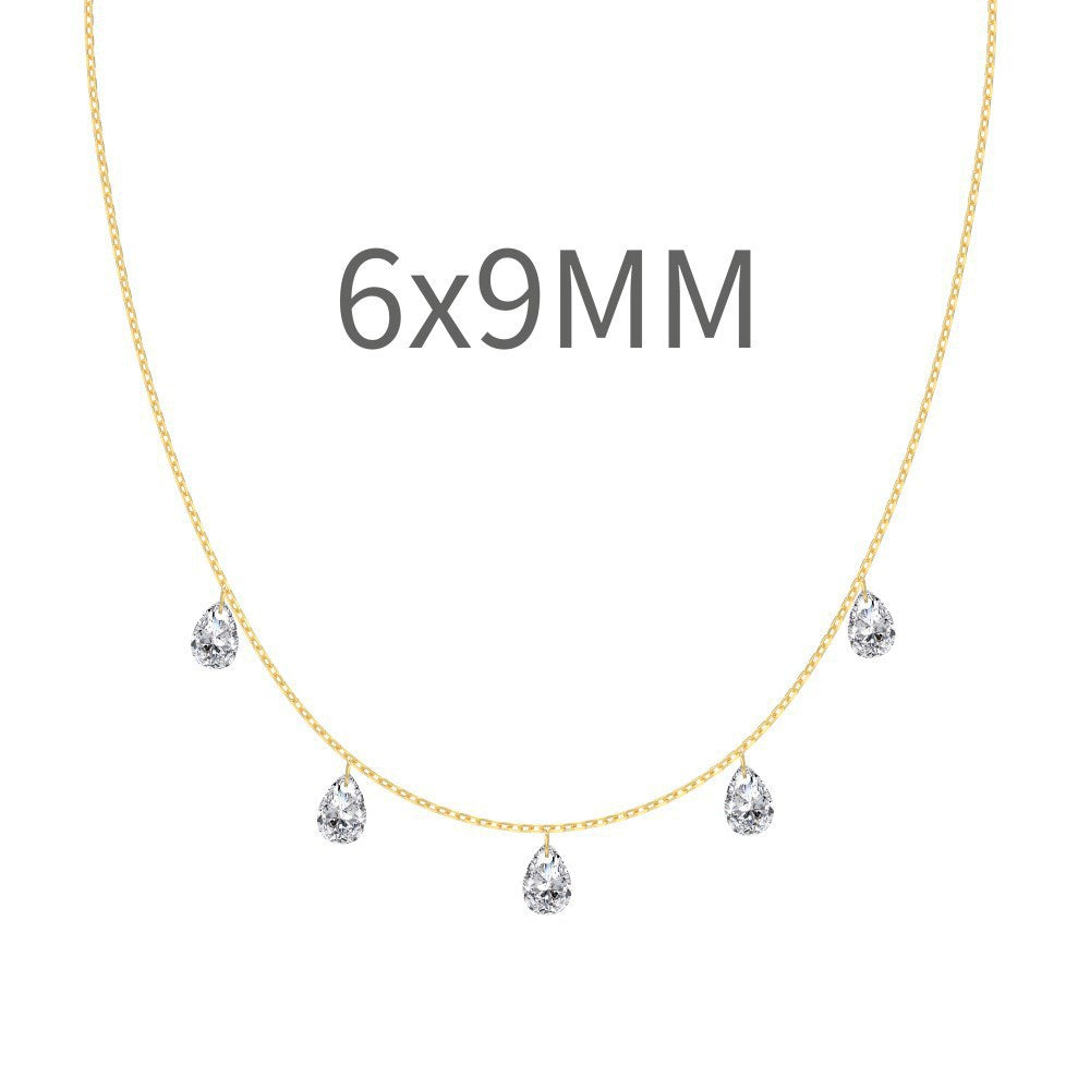 S925 Sterling Silver Tassel Oval Water Drop Wedding Necklace