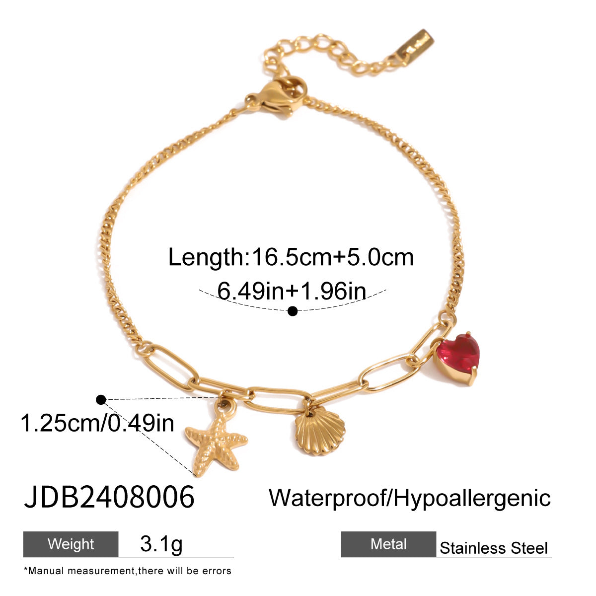 Stainless steel natural stone marine DIY bracelet