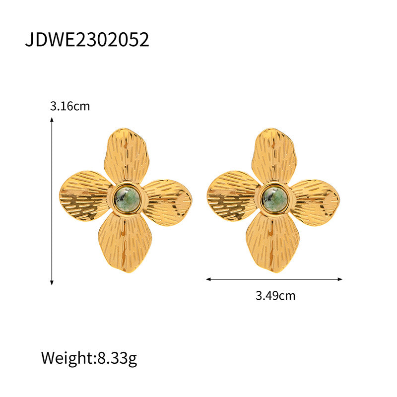 Stainless steel gold and silver flower earrings