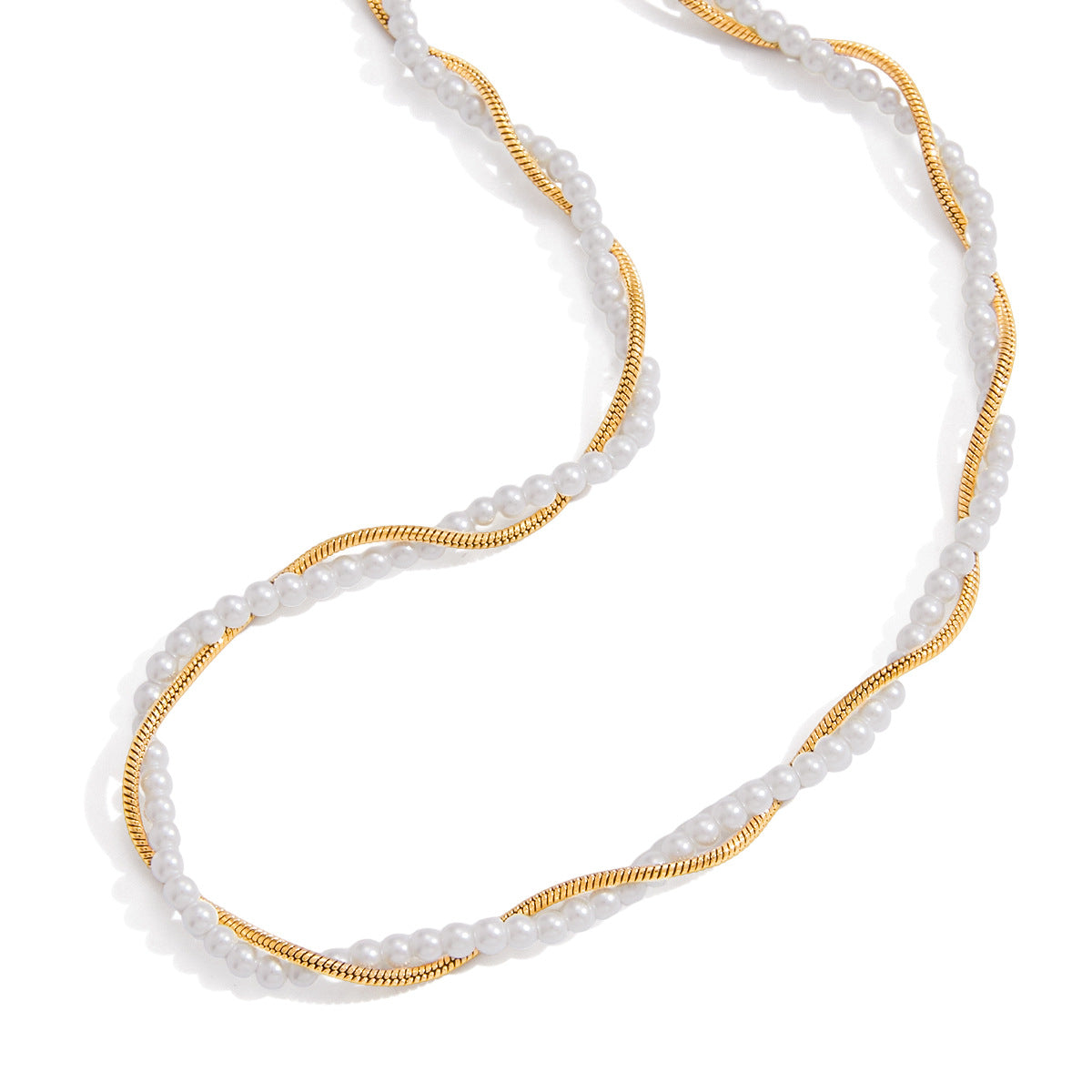 Titanium steel imitation pearl necklace