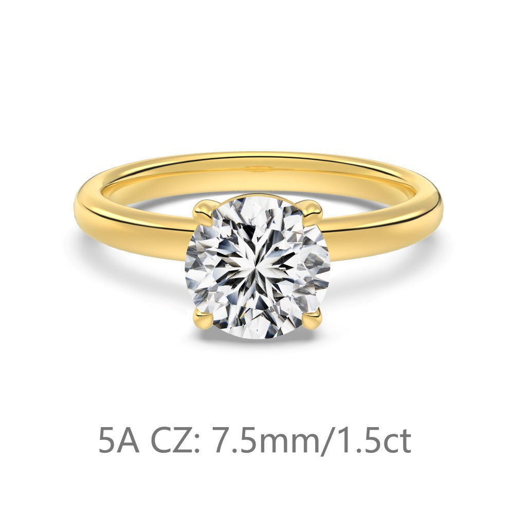 S925 Sterling Silver Single Main Diamond Proposal Wedding Ring