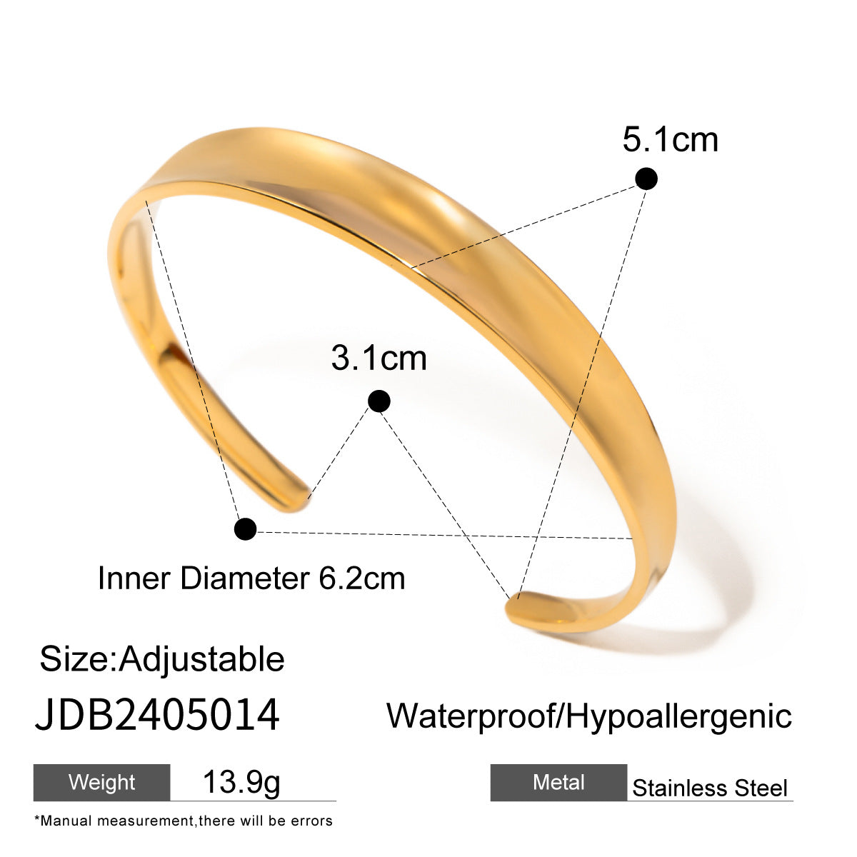 Stainless steel zircon bracelet open bracelet does not fade