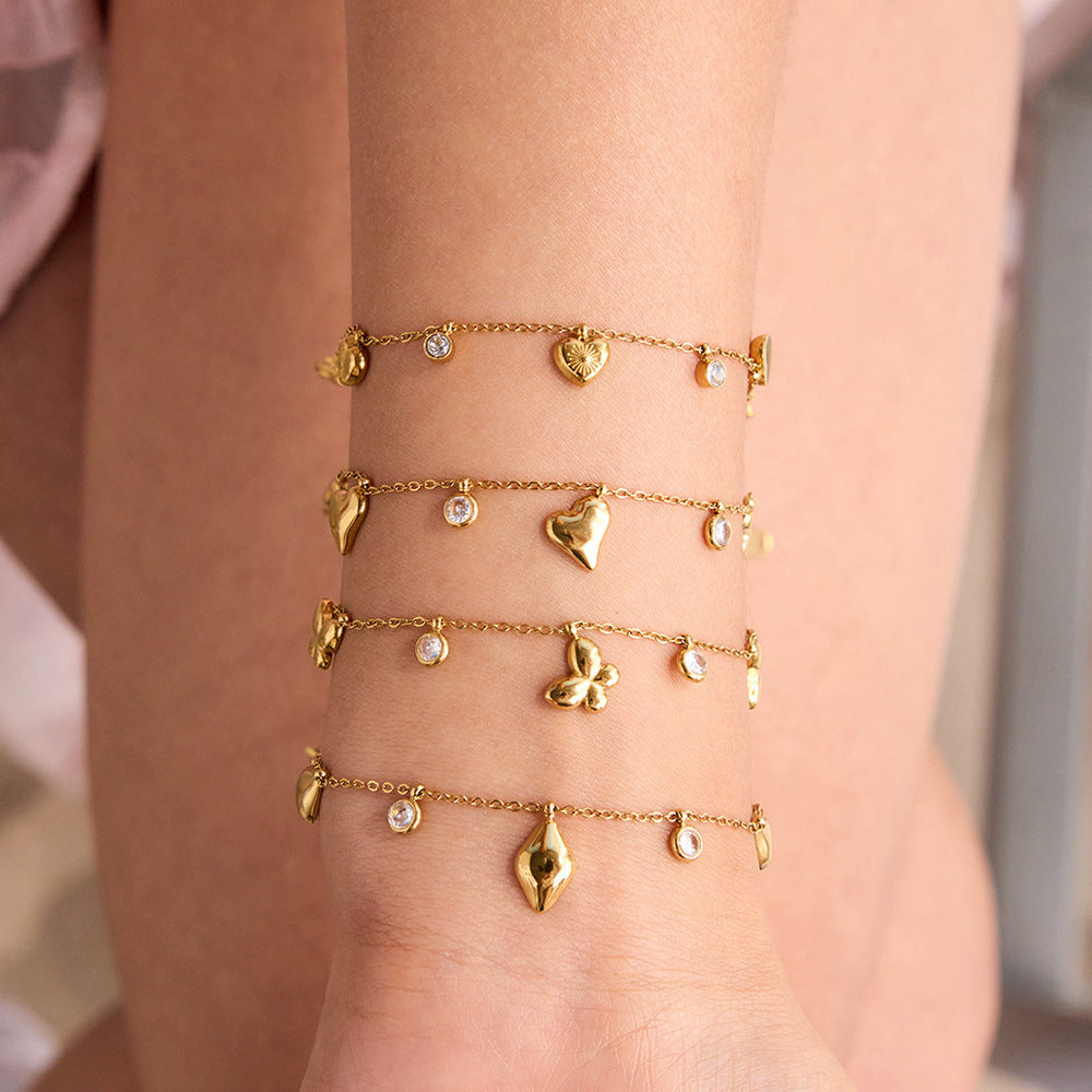 Stainless steel love butterfly bracelet