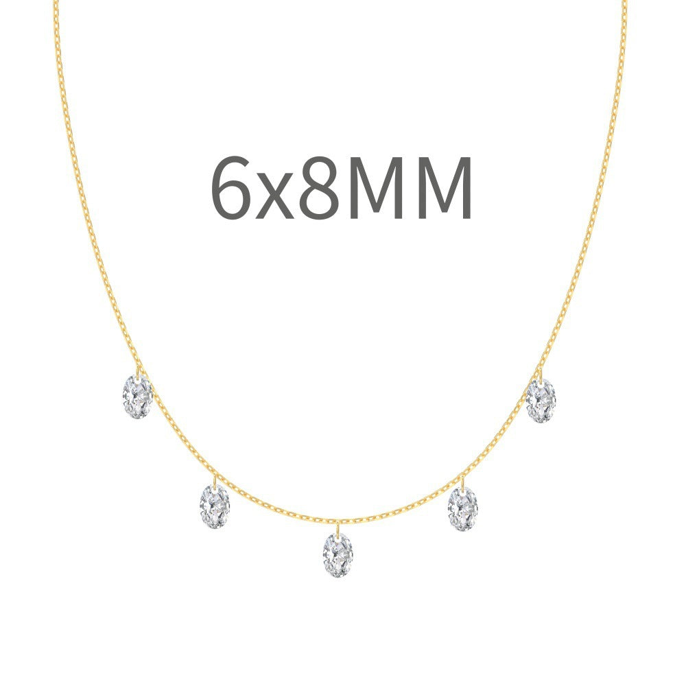 S925 Sterling Silver Tassel Oval Water Drop Wedding Necklace