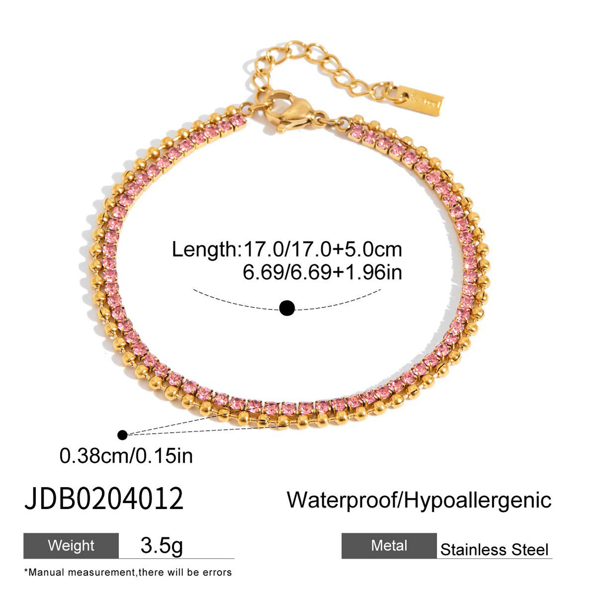 Stainless steel zircon bracelet