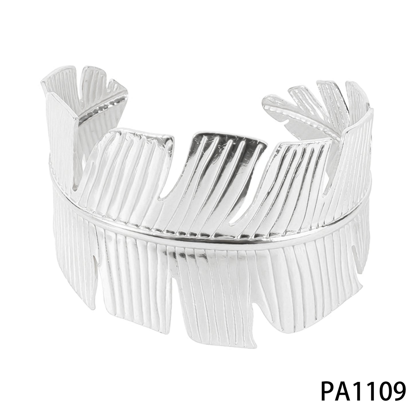 Stainless steel wide-sided opening hollow flower bracelet
