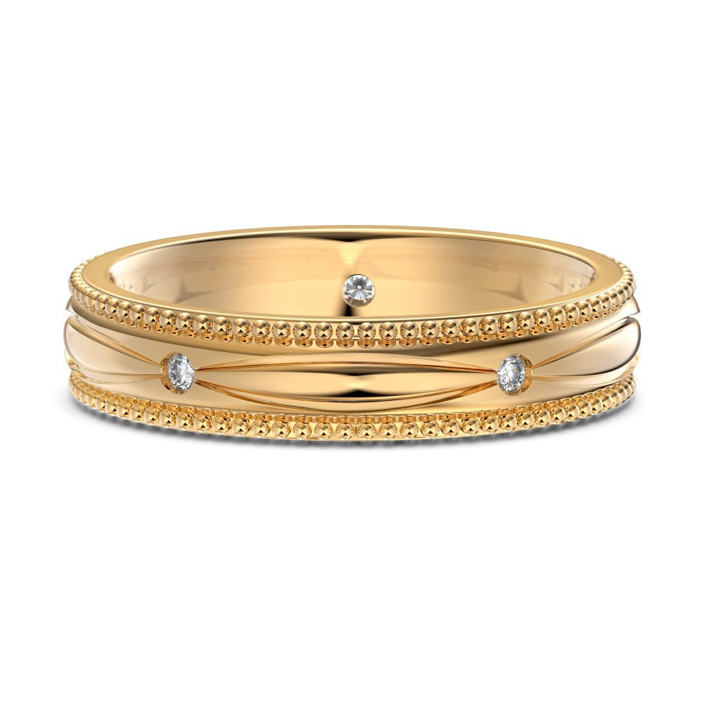 S925 Sterling Silver Plain Silver Male and Female Couple Ring-1