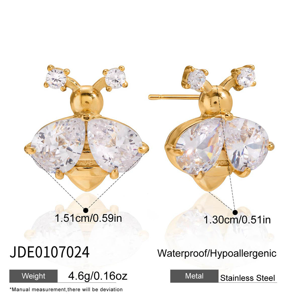 Insect series titanium steel stud earrings