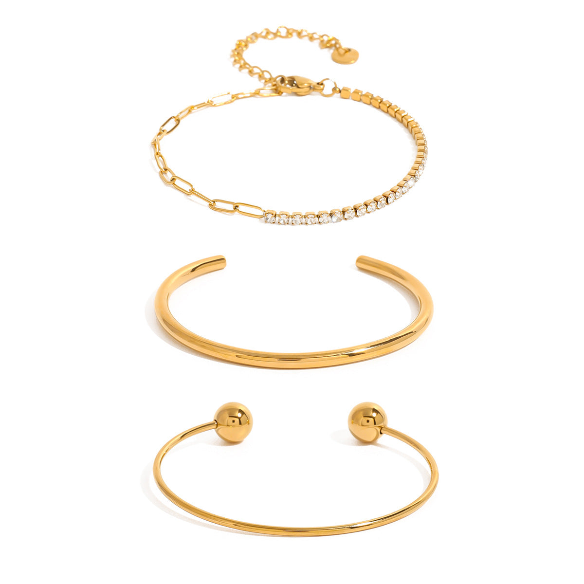 Stainless steel zircon bracelet plain ring bracelet
