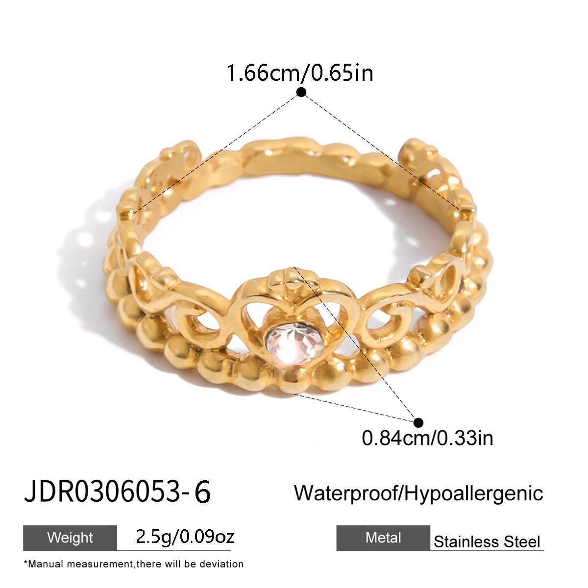 Popular rhinestone crown ring