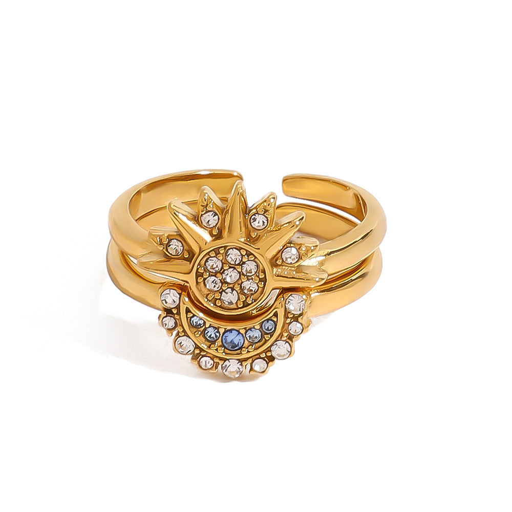Stainless steel moon stacked ring
