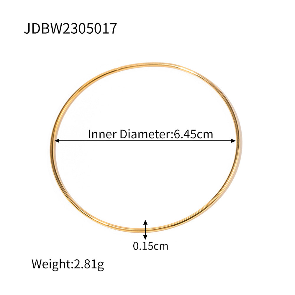 Titanium steel gold plain ring bracelet