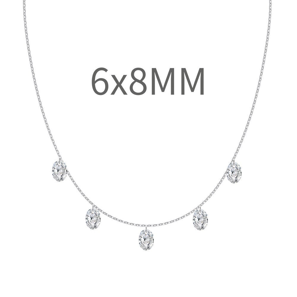 S925 Sterling Silver Tassel Oval Water Drop Wedding Necklace