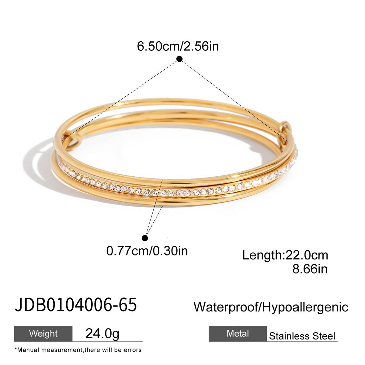 Stainless steel zircon multi-layer bracelet