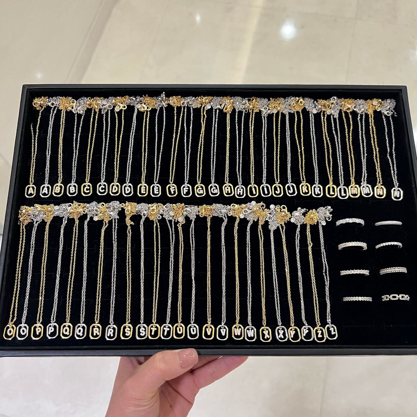 S925 Sterling Silver Hollow Pendant 26 Letter Necklace