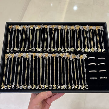 S925 Sterling Silver Hollow Pendant 26 Letter Necklace