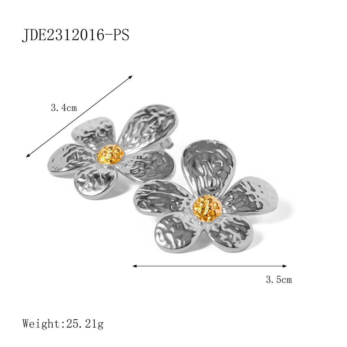 Stainless Steel Flower Necklace Earrings Pearl Ring Open Bracelet