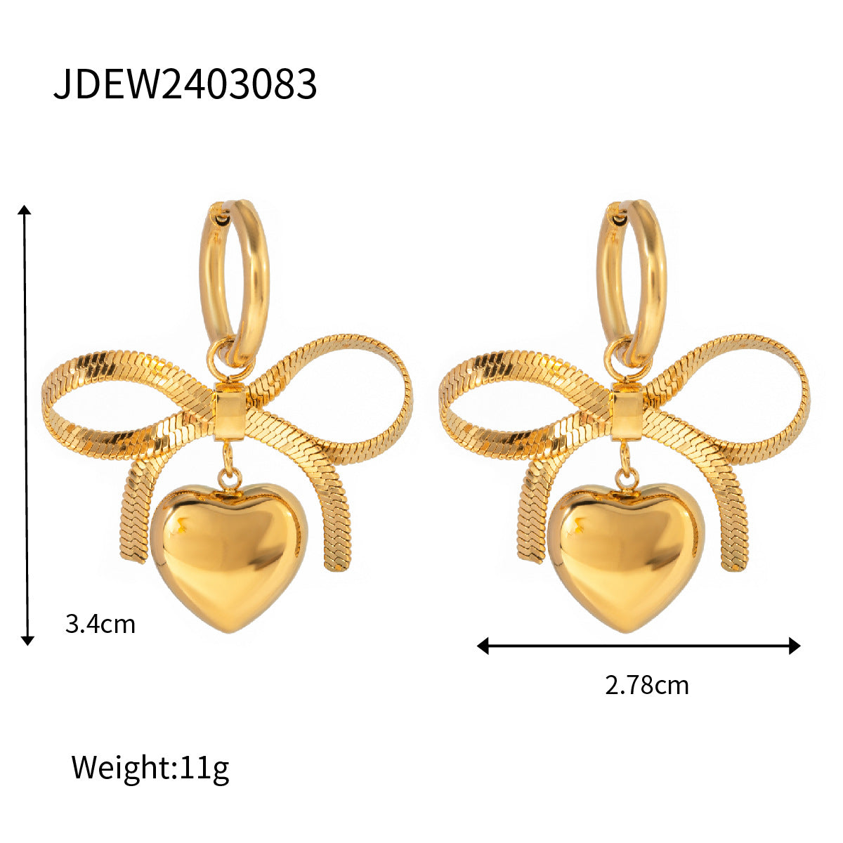 Stainless steel love bow stud earrings