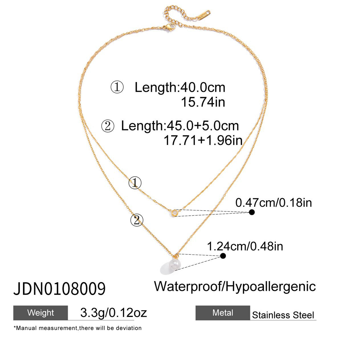 Titanium steel imitation pearl necklace