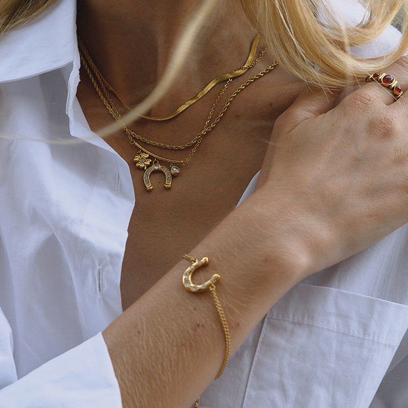 Titanium steel horseshoe series bracelet necklace