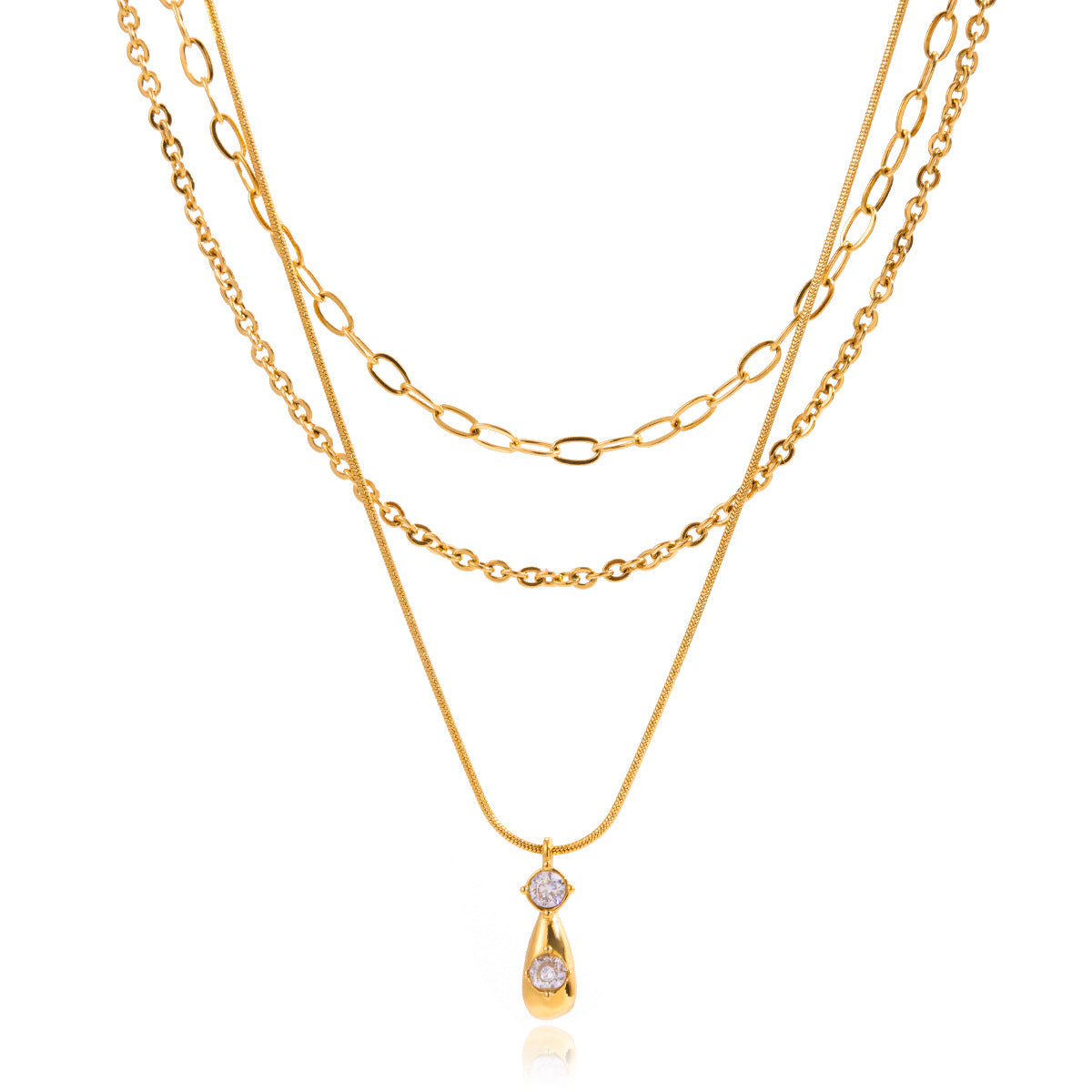 Titanium steel three-layer stacked necklace