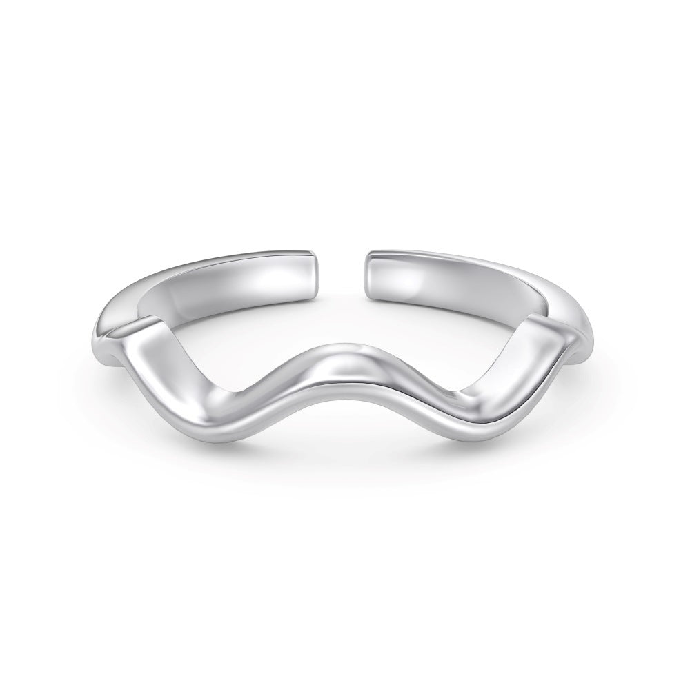 S925 Sterling Silver Vegetarian Ring Cute Stackable Open Ring