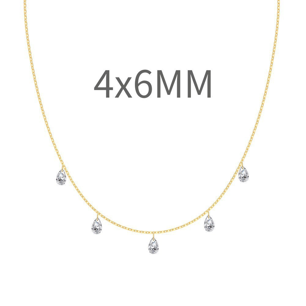 S925 Sterling Silver Tassel Oval Water Drop Wedding Necklace