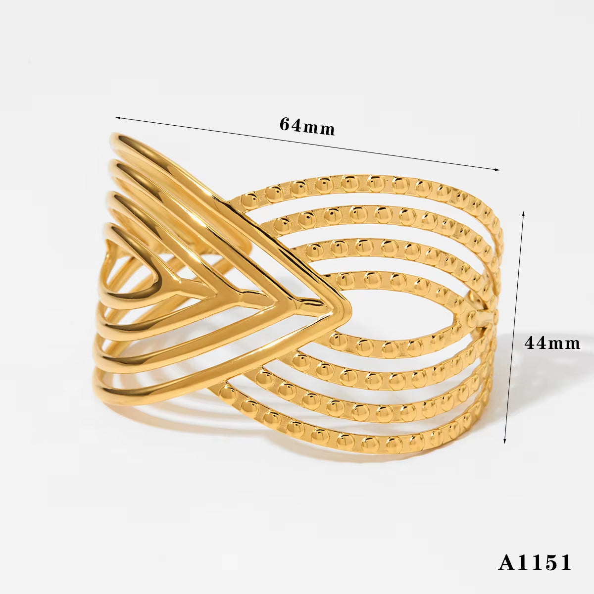 Stainless steel wide-sided opening hollow flower bracelet