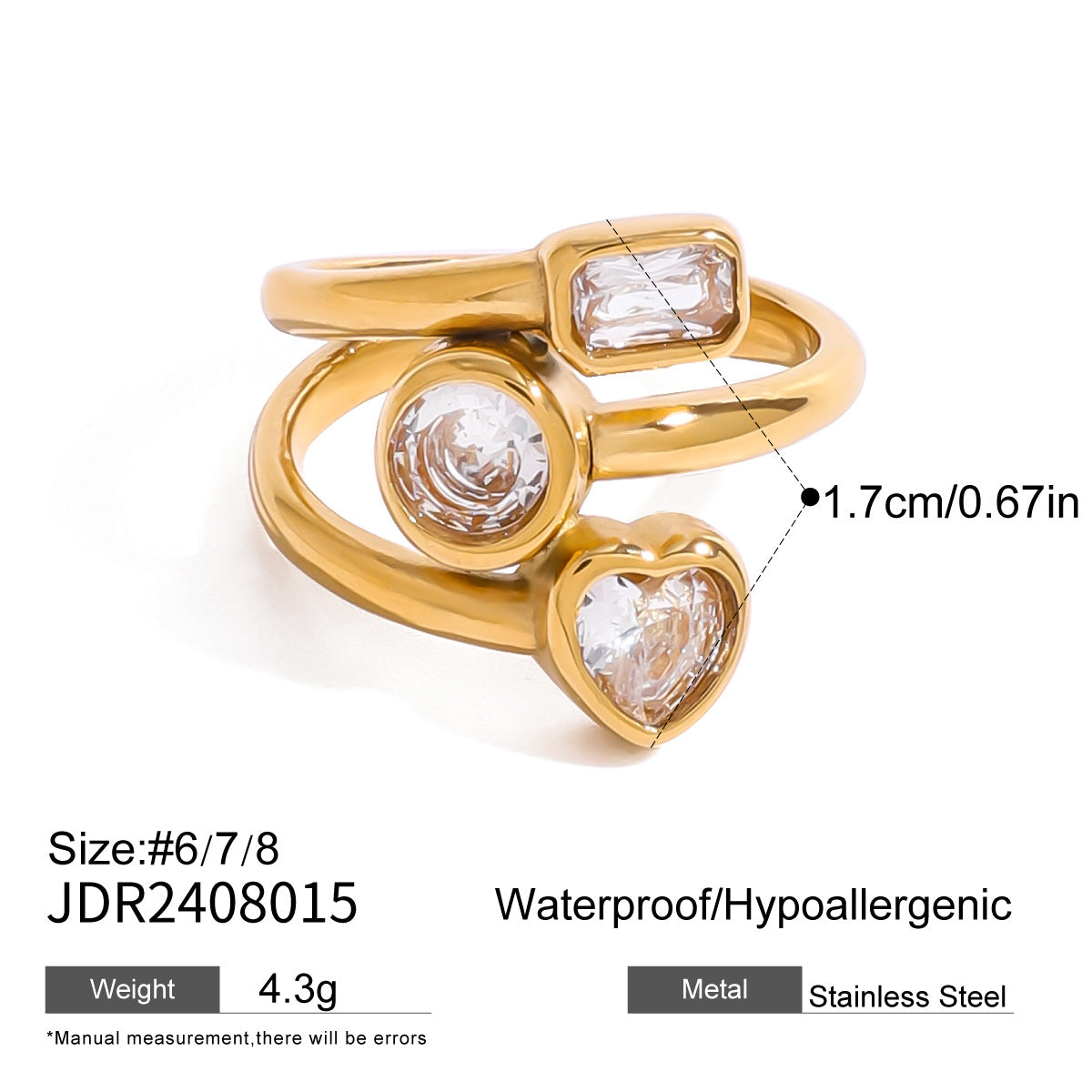 Stainless steel zircon ring