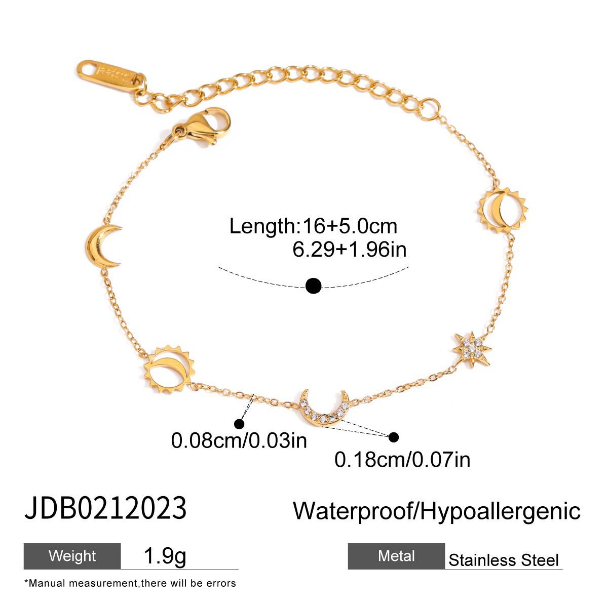 Star Moon Titanium Steel Bracelet with Diamonds