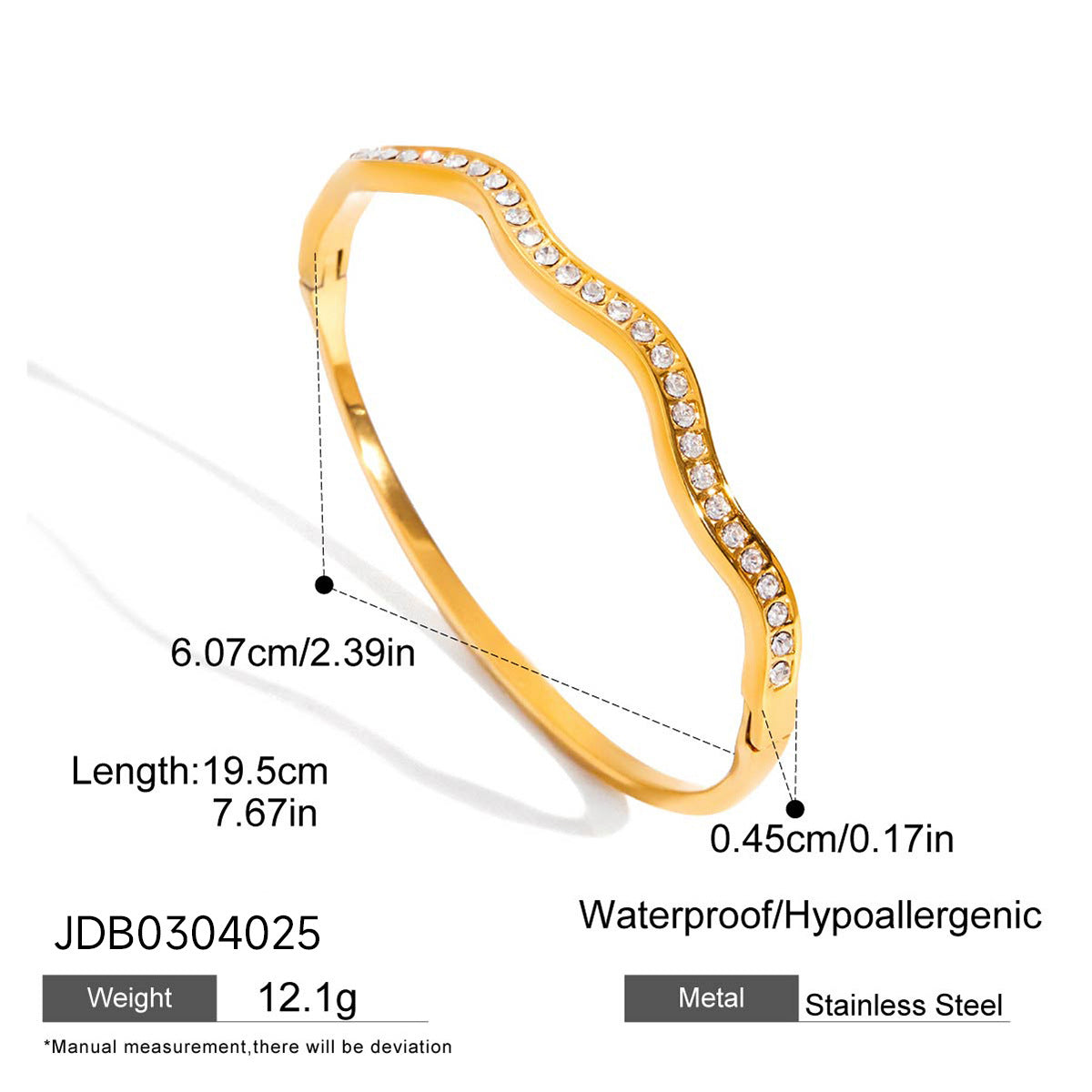 Stainless steel rhinestone buckle bracelet